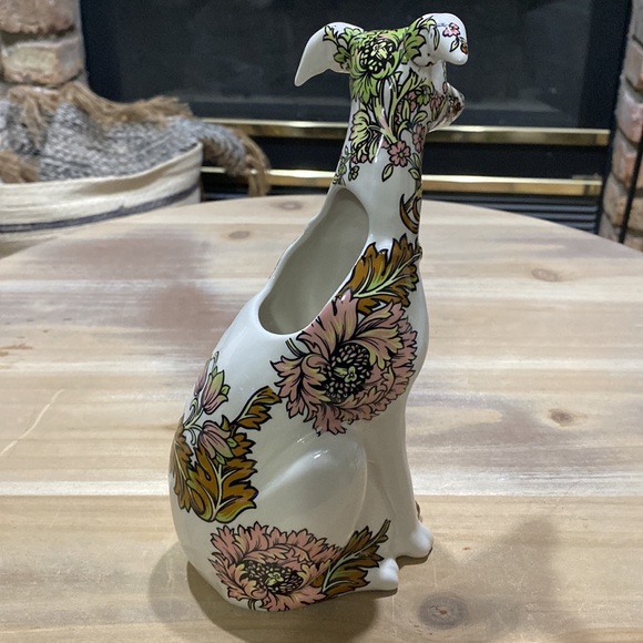 Anthropologie Floral Dog Vase - White and Pink - Picture 6 of 10